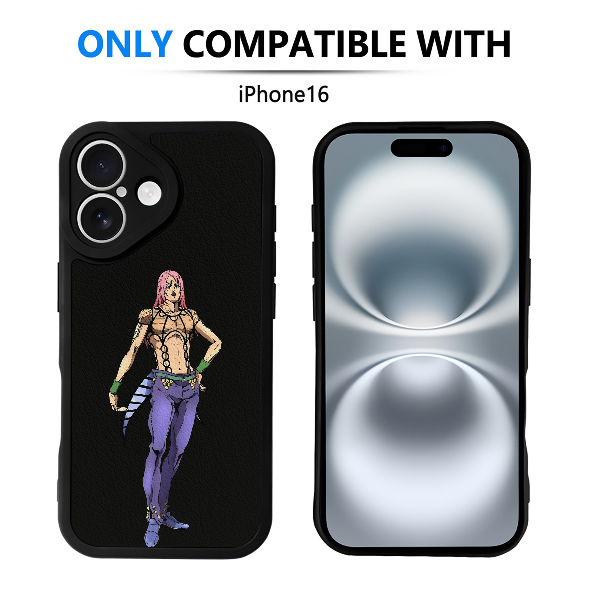 （画像用） ジョジョの奇妙な冒険 ビネガー?ドッピオ JoJo's Bizarre Adventure Vinegar Doppio 【iPhone 16シリーズ対応】シリコンスマホケース（レザー調） 材質：シリコン